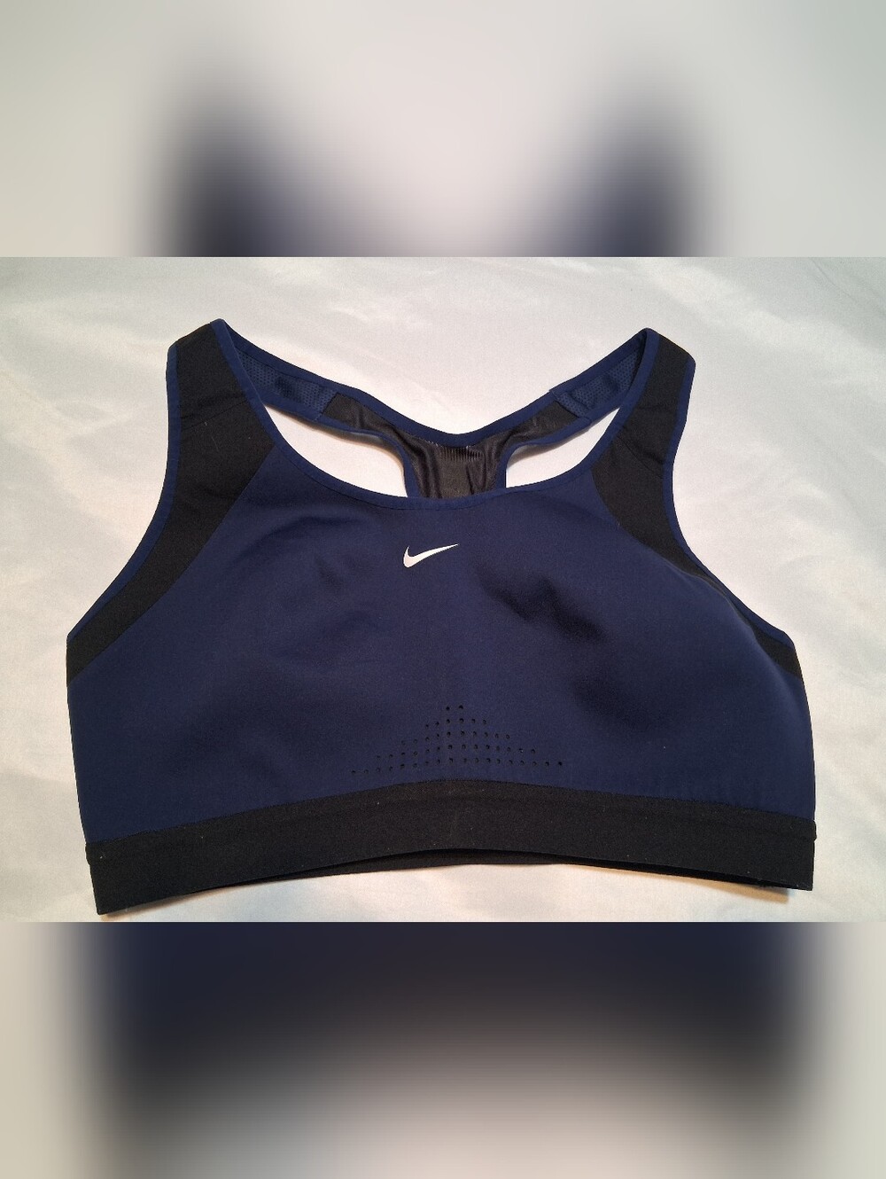 Nike Dri-FIT Navy & Black Colorblock Sports Bra - Athletic Training - Medium